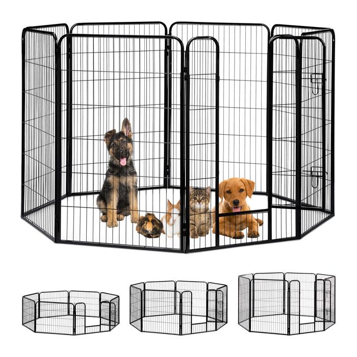 Meilleurs prix pour Relaxdays Enclos pour chiots, petits chiens, chiots, pour l’intérieur, stable, extérieur, parc, Taille XXL, noir