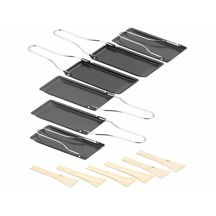 Lot De 4 Poêlons Raclette Carrés Anti-adhésifs + 4 Spatules En Bois - Compatibles Appareils à Raclette Standard