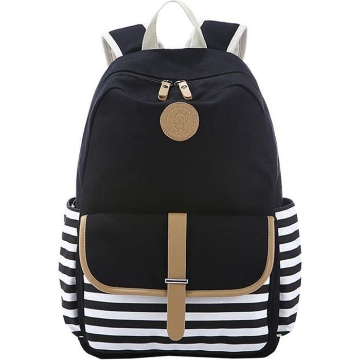 SaiDeng Sac a dos College Fille Scolaire Vintage Toile Cartable