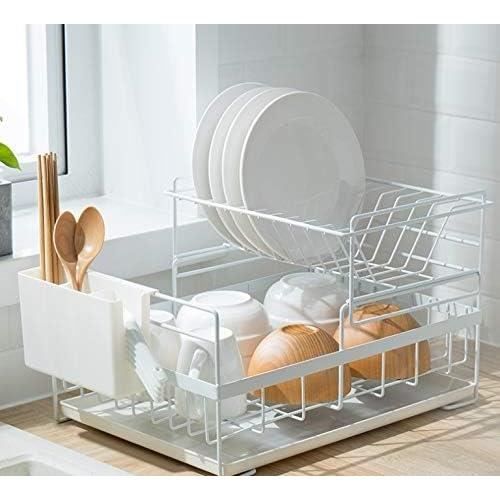 Égouttoir à Couverts Vaisselle Cuisine 2 Niveaux - Acier Inoxydable