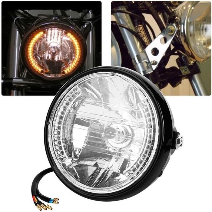 Phare de phare de moto universel de 7 pouces conduisant la lumière de clignotant avec support - Shipenophy