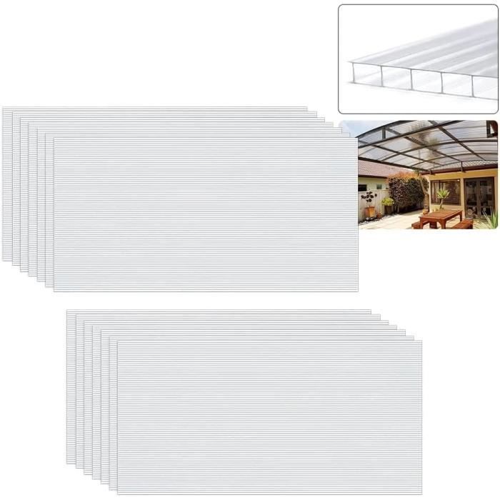 Ansobea Lot De Plaques Alvéolaires Polycarbonate Transparentes Découpables - Résistantes UV Pour Serre Et Jardinage (10)