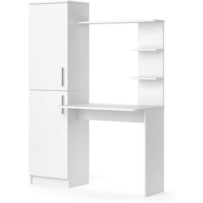 AKORD Bureau Blanc avec Rangement | Table de Bureau Tiroir | 4 tiroirs Bureaux| Haute qualité