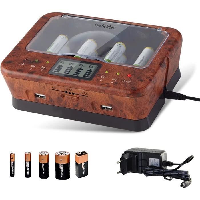 Chargeur Universel Velleman LCD Pour Accus NiMH Et NiCd - Recharge 1 à 4 Piles R3/R6/R14/R20 Et Piles 9V, Détection Delta V