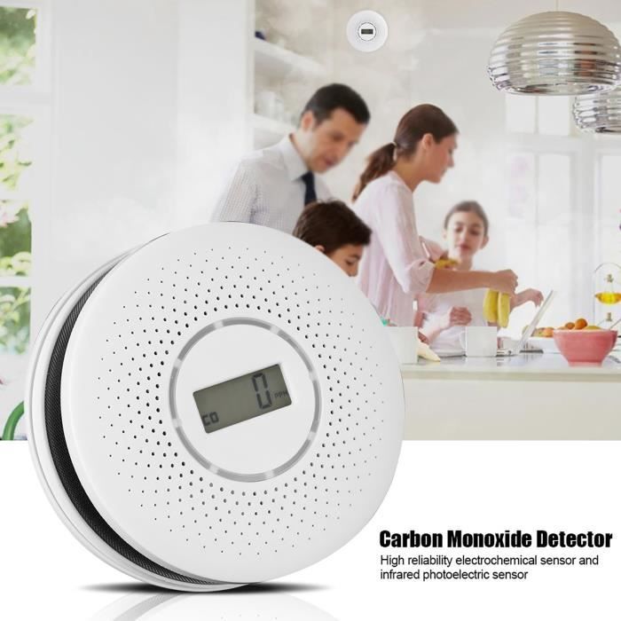 Détecteur de CO Détecteur de monoxyde de carbone numérique LCD domestique Alarme CO Moniteur de Détecteur de CO Détecteur de monoxyde de carbone numérique LCD domestique Alarme CO Moniteur de