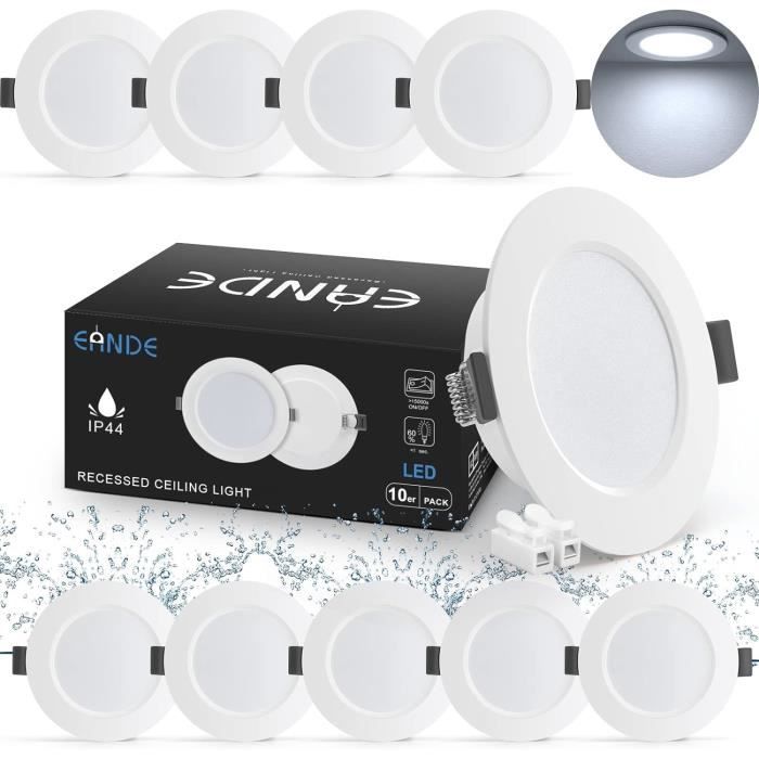 Lot De 6 Spots LED Encastrables 68 Mm Classe A – 2.5W (≡64W) 450 Lumens 2700K Blanc Chaud – Éclairage Éco Et Doux Pour Plafond – Non Dimmable