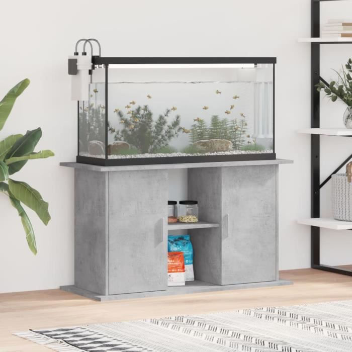 vidaXL Support pour aquarium gris béton 101x41x58 cm bois dingénierie 833611