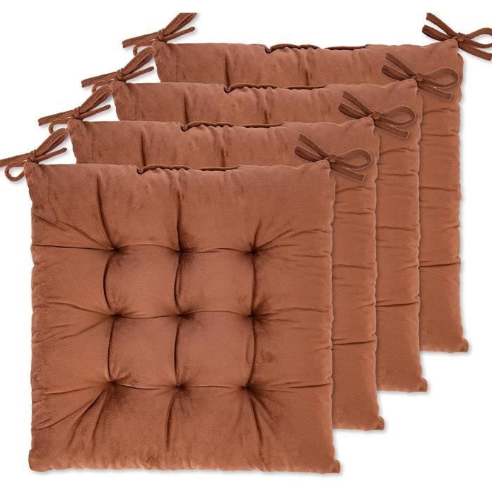 Lot De 4 Coussins De Chaise 40x40 Cm Jaune Orange - Pour Intérieur Et Extérieur, Housse Polyester Lavable - 13