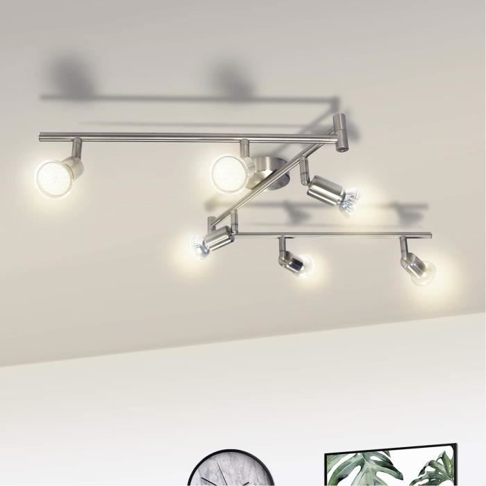plafonnier LED avec 2 ampoules LED GU10 3 W 250 lm blanc chaud spot de plafond 2 ampoules plafonnier moderne pour salon IMPTS Plafonnier LED blanc rotatif chambre à coucher 