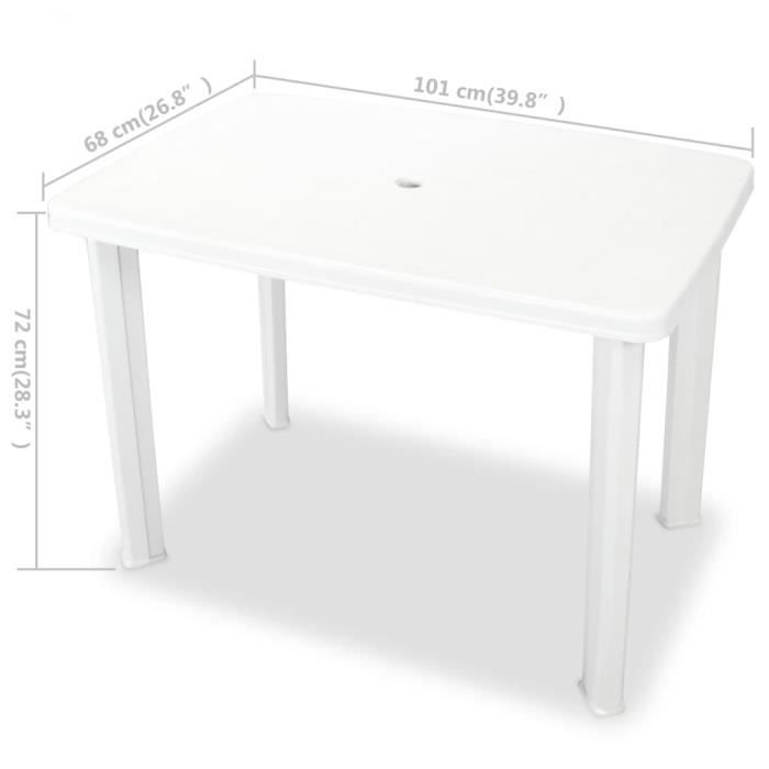table de jardin blanc 101 x 68 x 72 cm plastique - yosoo - 0d060b0143592