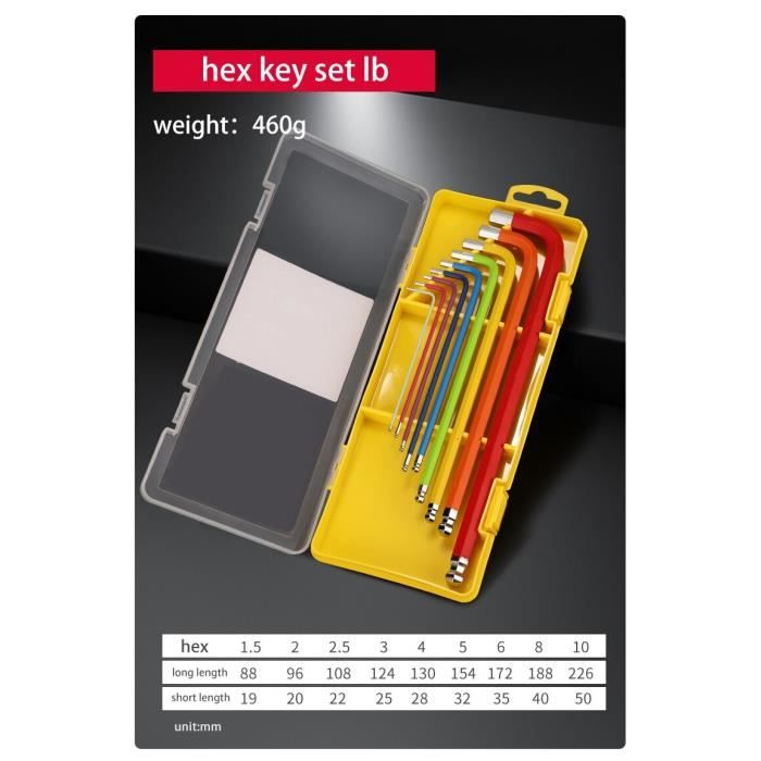 Jeu De Clés Allen KS TOOLS 151.8155 - 8 Pièces - Tête Sphérique - Poignée Bi-Matière - Pour Vis Inaccessibles