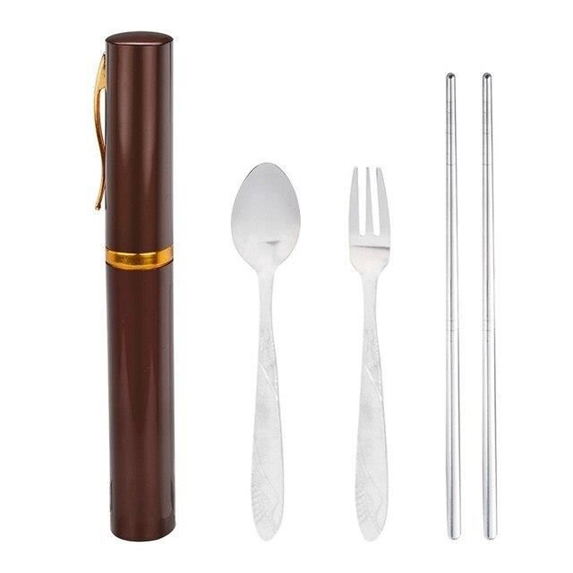 Couverts De Camping Pliables 3 Pièces - Acier Inoxydable, Multifonction 6 En 1 - Pliable, Léger (127g) - Idéal Randonnée