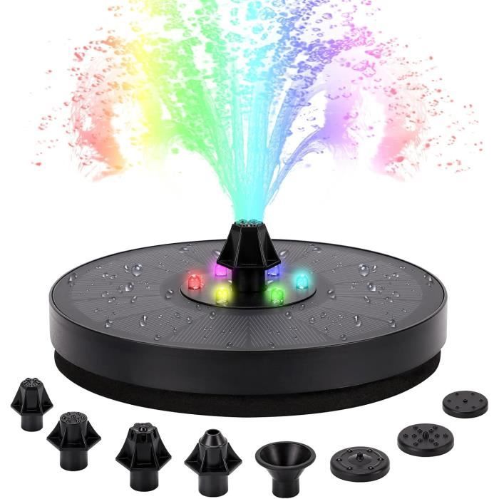 Fontaine Solaire Extérieur 6W Avec Lumières Colorées LED Et Batterie Et