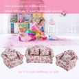 Dioche Doll Sofa Set 1/12 échelle accessoires de maison de poupée modèle de fleur mini meubles canapé ensemble avec coussins de-1