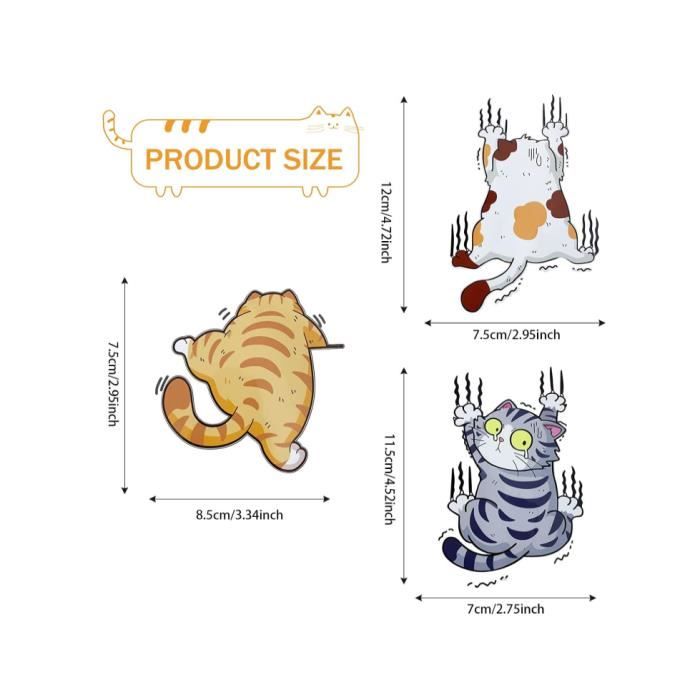 2 Autocollants Chat Mignons Pour Voiture - Déco Humour Pour Vitres Et Carrosserie - Résistants PVC