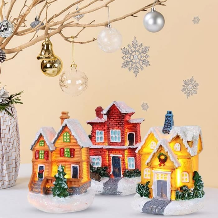 LED Maison Village De Noel Miniature, Petite Maison de Noel Village de
