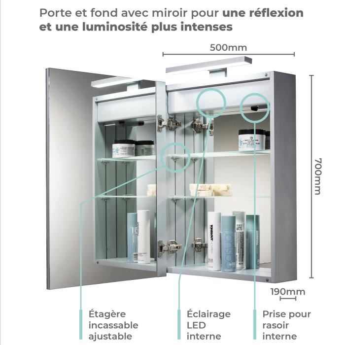 FREEDL Lampe LED pour miroir de salle de bain avec détecteur de mouvement, lampe de miroir avec interrupteur, lampe de bain moderne à angle réglable, en acier inoxydable, étanche, 6000 K, 42 FREEDL Lampe LED pour miroir de salle de bain avec détecteur de mouvement, lampe de miroir avec interrupteur, lampe de bain moderne à angle réglable, en acier inoxydable, étanche, 6000 K, 42
