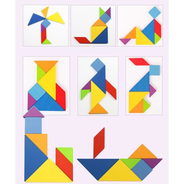 Puzzle éducatif 4-5 Ans Jouet Montessori Dr. MUYA Tangram En Bois – 20 Planches Et 112 Pièces – Puzzle éducatif Pour Enfants 3-5 Ans