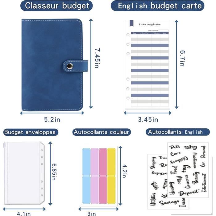 Classeur Budget A6 Français, Classeur Enveloppe Budget Set