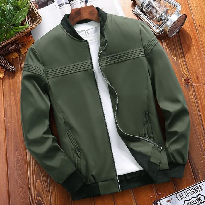 Blouson Homme Taille Normale Leger Lache Automno Couleur Unie Coupe Vent Bleu KJEHOME Bleu Cdiscount Pret a Porter
