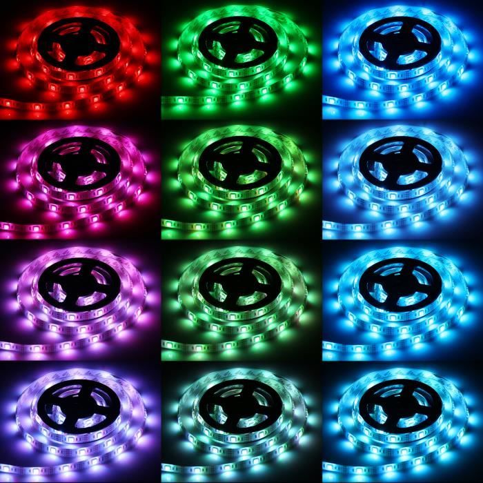 Ruban LED Etanche 2m 5050 RGB Multicolore SMD 60 LED Bande Flexible ...