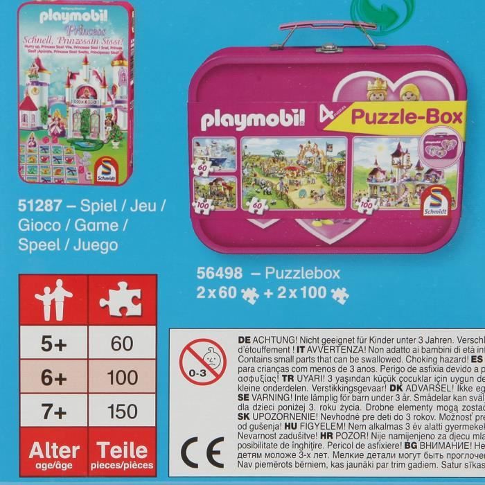 4 Puzzles - Playmobil - 60, 60, 100 et 100 pièces SCHMIDT SPIELE