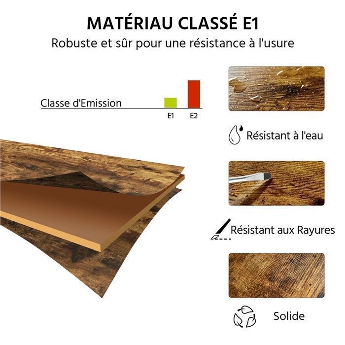Table D'appoint Industrielle Yaheetech 40x30x74.5cm - Bois Vintage - 3 étagères - Pour Salon/chambre