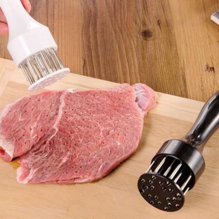 Maillet à Viande En Bois De Hêtre Et Aluminium - Double Face Pour Attendrir Steak, Poulet Facilement | 32 Clous, Manche Anti-humidité - 9