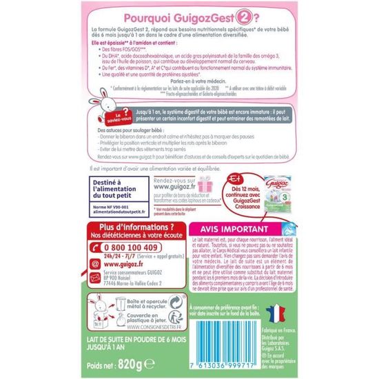 Guigoz Gest 2 Lait En Poudre 2eme Age 0g Achat Vente Lait 2e Age Guigoz Gest 2 Lait En Poudre 2eme Age 0g Cdiscount Pret A Porter