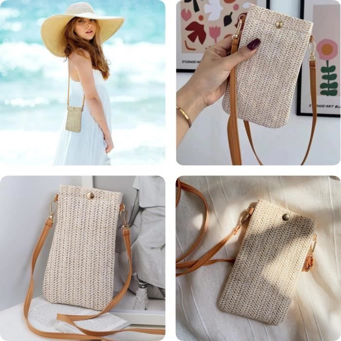 Sac à Bandoulière Femme Sac Téléphone Portable Tissage de