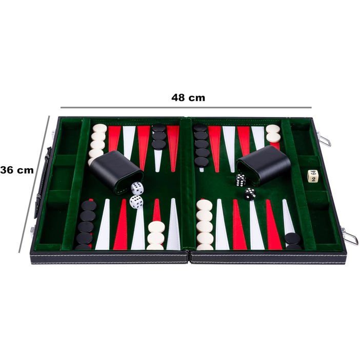 Jeux classiques Engelhart - 250547 - Backgammon de luxe - 18 pouces - Plaqué en ronces de noyer