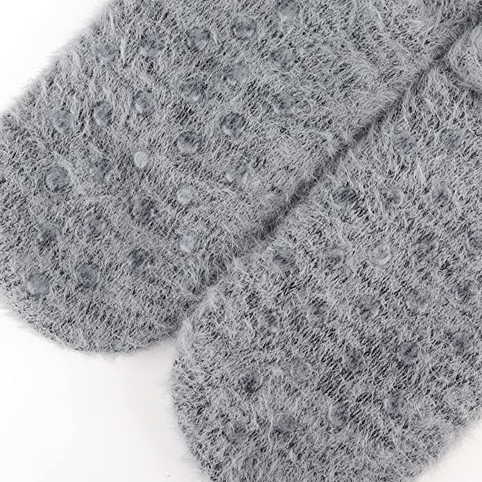 Chaussettes-chaussons Moelleux Pour Femmes - Douilles D'hiver Avec Semelles Antidérapantes - Taille Unique 36-43 - Idéal Noël, Cadeau Confort