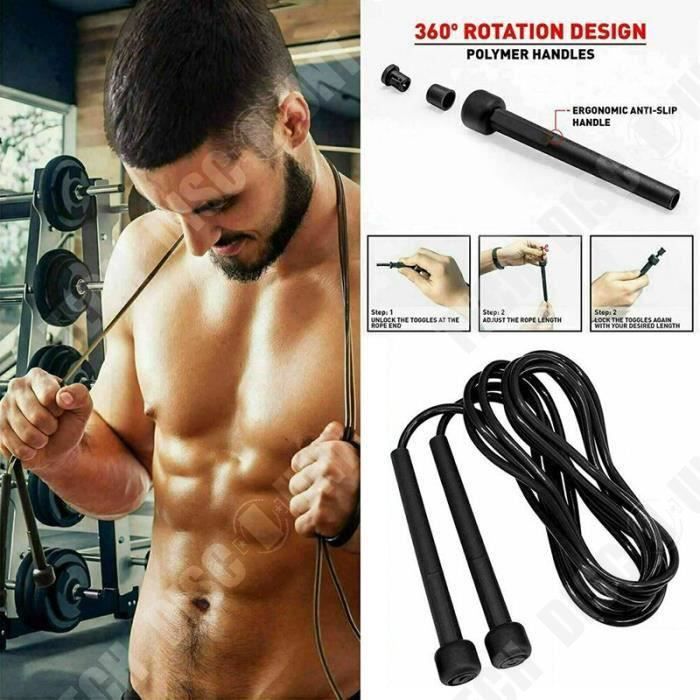 PORTENTUM Corde a sauter sport, Corde à Sauter Réglable pour Enfant & Adulte pour Fitness, Crossfit, Sport, Boxe 2.8M