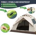 Tente de camping 3-4 Personnes imperméable,montage facile,double couche anti-UV,avec 2 fenêtres et 2 porte-3