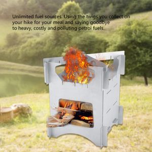Poêle à Bois Pliable Pour Camping - Barbecue Portable En Acier Inoxydable - Idéal Extérieur - 4