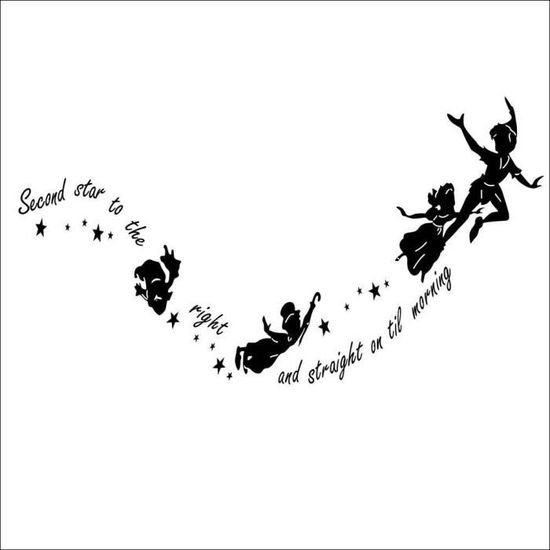 Deuxieme Etoile A Droite Citation Tinkerbell Peter Pan Wall Sticker Decor De Chambre Pour Enfants Color Black Size 57cm By 2 Cdiscount Auto