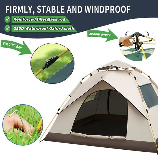 Outsunny Tente Camping Familiale 3 - 4 Personnes Tente