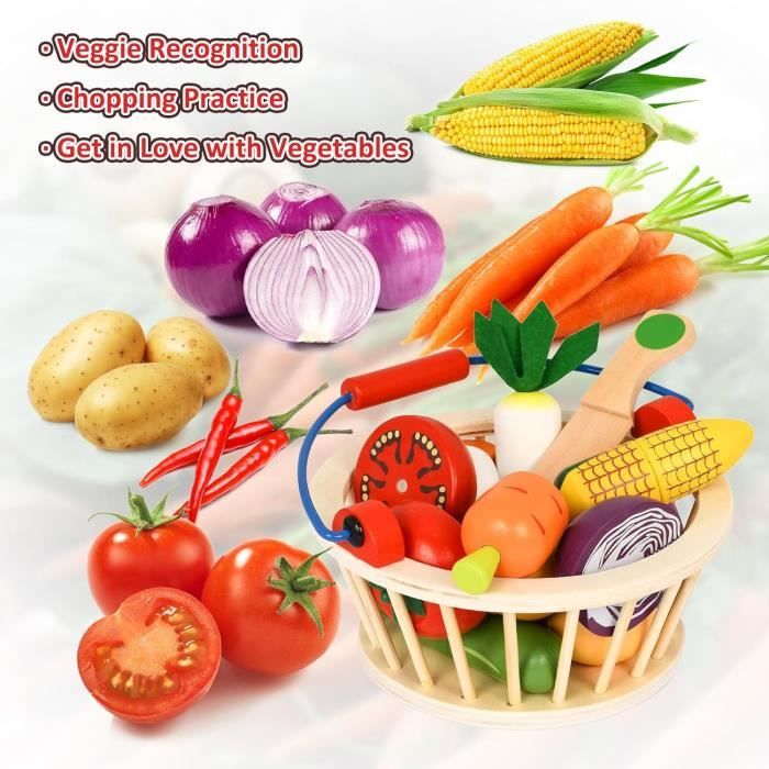 Aliment En Bois Dinette – Pain à Découper – Jeu De Rôle Chef – Accessoire Cuisine Enfant – Sac De Rangement Inclus – Dès 2 Ans