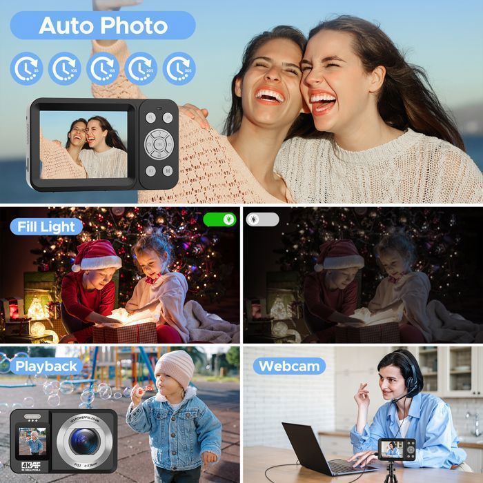 Appareil Photo Numérique FS01 4K 64MP - Double écran, Zoom 16x, WiFi, Idéal Pour Débutants Et Vlog - 11