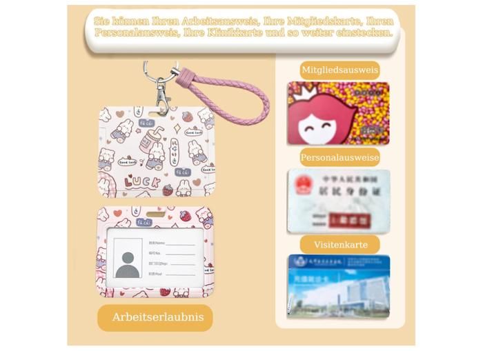 Porte-cartes Avec Lanière Anime - 2 étuis Transparents + 2 Cordons - Pour Cartes De Bus, Badge, Accès