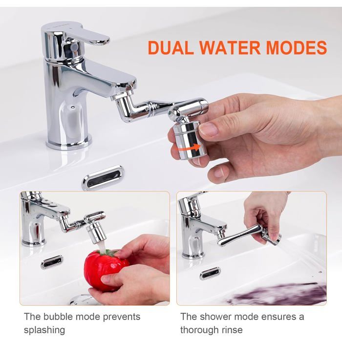 Aérateur De Robinet Orientable 1440° Aérateur De Robinet - Rallonge De Robinet Rotative - 2 Modes Economiseur D'eau Pour Robinet