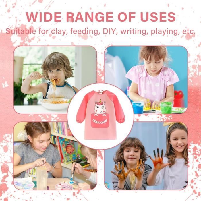 Tablier Peinture Enfant, Blouse Peinture Enfants, Tablier Licorne Enfant 3-8 Ans, Imperméable Tablier De Peinture Enfant Tablier - Jeux - Jouets