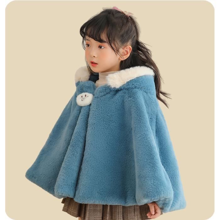 Kalavika Cape Fille Veste a Capuchon Manteau a Capuchon Coupe Vent Hiver en Polyester Fille de 5 a 14 ans Bleu Cdiscount Pret a Porter