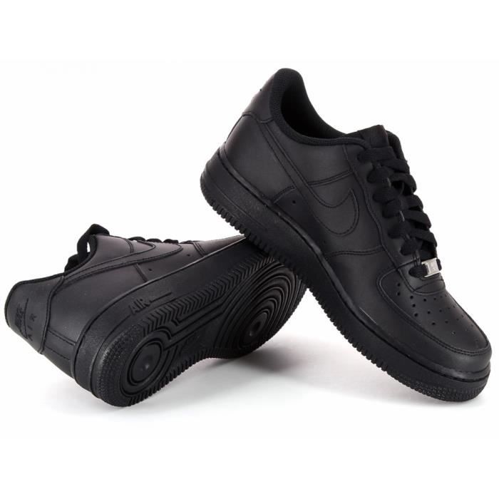 Baskets Nike Air Force 1 Low Noir Enfant NIKE Cuir Lacets
