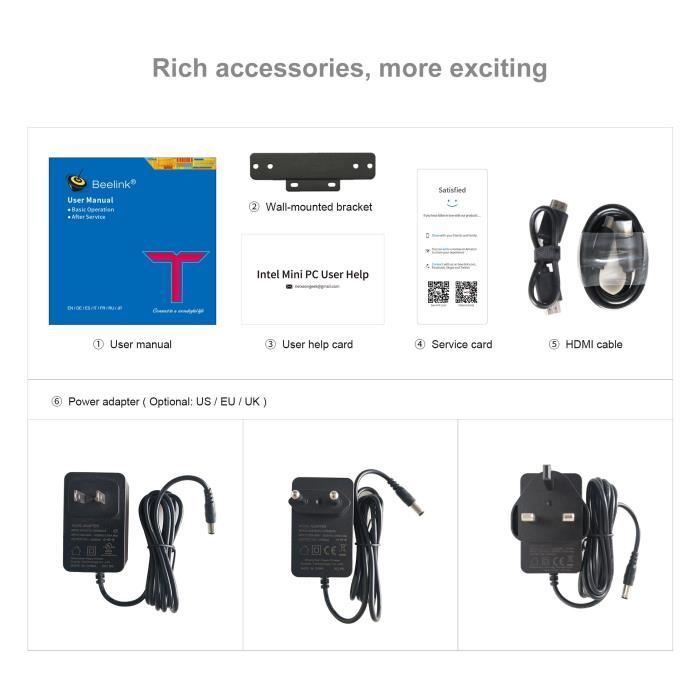 Beelink Gemini T34-Mini PC 4K Windows 10-8GBRAM+128GBSSD-unitÉ3