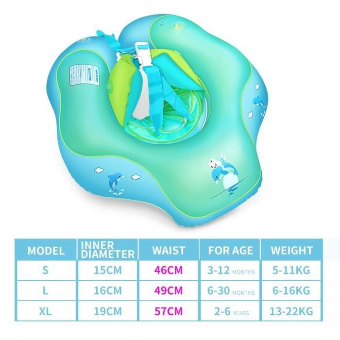 Bouée Piscine Bébé Samione – Anneau Gonflable Siège Avec Double Flottabilité, Pour 6 Mois à 3 Ans, PVC Résistant Et Antidérapant