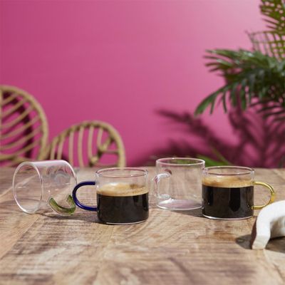 Ensemble de 4 tasses à espresso en porcelaine avec support chromé