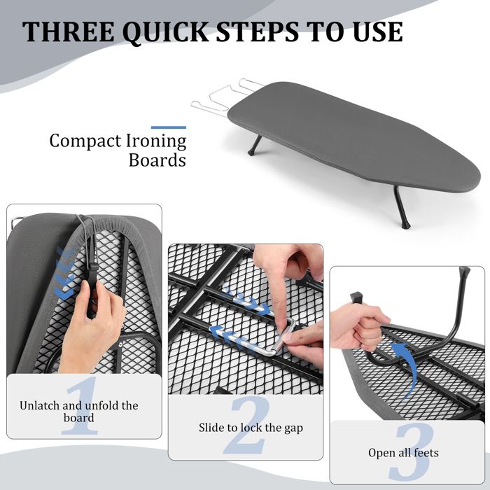 SimplySmooth Mini Planche à Repasser Pliable 77 X 30 Cm Avec Repose-Fer – Idéale Pour Petit Espace Et Repassage Rapide