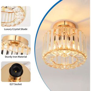 Lustre Cristal Or NEUERRAUM - 3 Lumières, Hauteur 35 Cm, Diamètre 40 Cm - Neuf