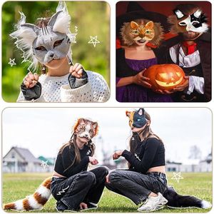 Womsclo Kit De Masque Therian DIY – 6 Masques De Chat + Accessoires Personnalisables, Pour Halloween Et Cosplay